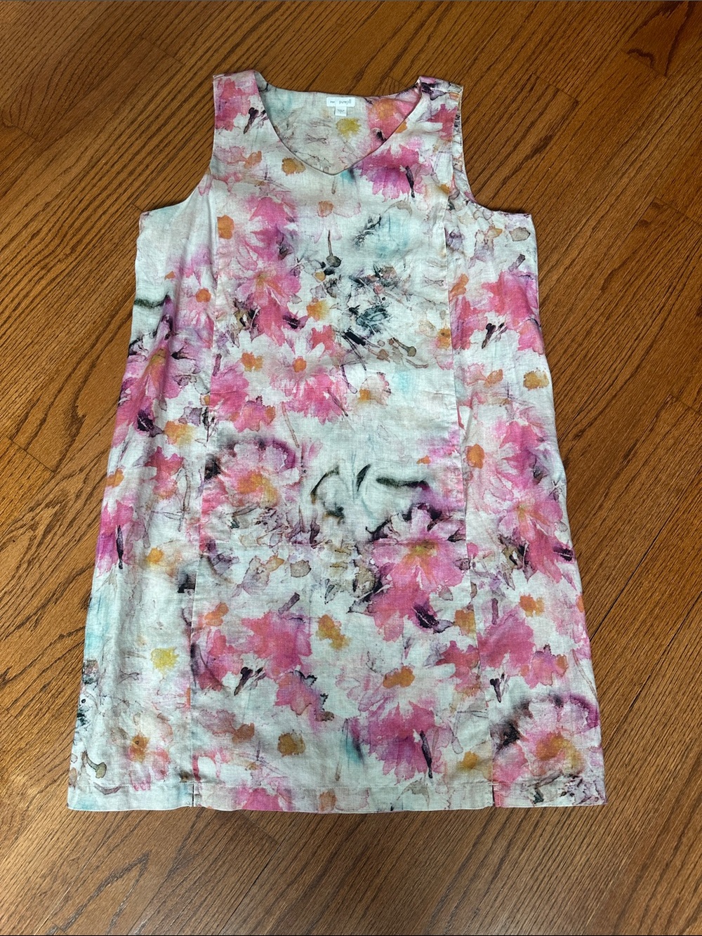 J. Jill Floral Linen Mini Dress in Pink, White, Yellow